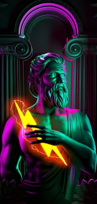 Purple Neon Zeus Statue Live Wallpaper
