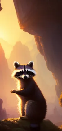 Raccoon at Sunset Live Wallpaper