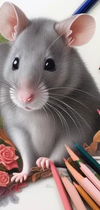 Rat in Colored Pencils Live Wallpaper