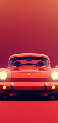 Red Car with Headlights Lit Live Wallpaper