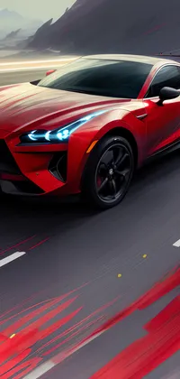 Red Fast Car Painting Live Wallpaper