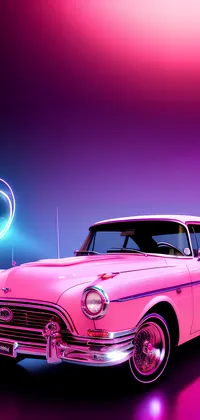Retro Sci-fi Pink Car Live Wallpaper