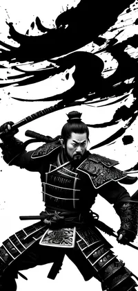 Samurai in Pencil Artwork Live Wallpaper