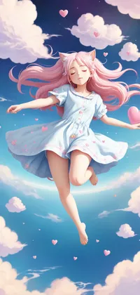 Levitating in the Clouds Kemonomimi Anime Girl Live Wallpaper