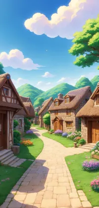 Village Street Scenery Anime Live Wallpaper