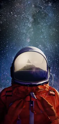 Spaceman Watching an Island from Space Live Wallpaper