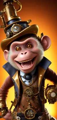 Steampunk Monkey Laughing Live Wallpaper