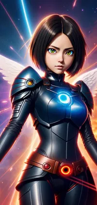 Female Angel Knight with Short Hair Live Wallpaper