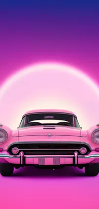 Vintage Pink Car Artwork Live Wallpaper
