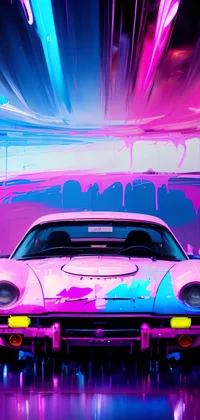 Vintage Pink Car Painting Live Wallpaper