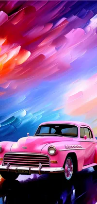 Water Colored Pink Car Live Wallpaper