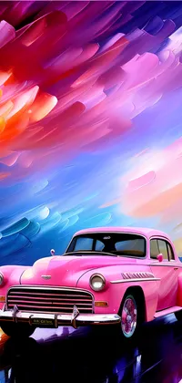 Water Colored Pink Car Live Wallpaper