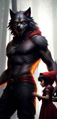 Werewolf with Red Hooded Girl Live Wallpaper