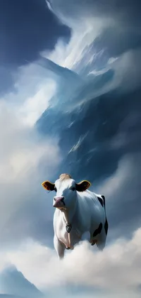 White Cow in Clouds Live Wallpaper