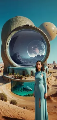 Woman in Desolated Sci-fi World Live Wallpaper