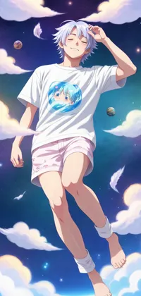 Relaxed Aerophile Anime Boy in Sky Live Wallpaper